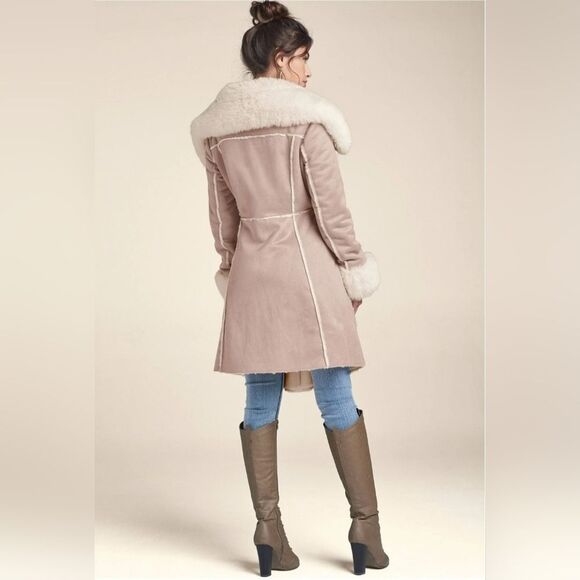 Venus Faux Suede and Shearling Chic Stylish Penny Lane Coat Size 4 - Picture 2 of 8